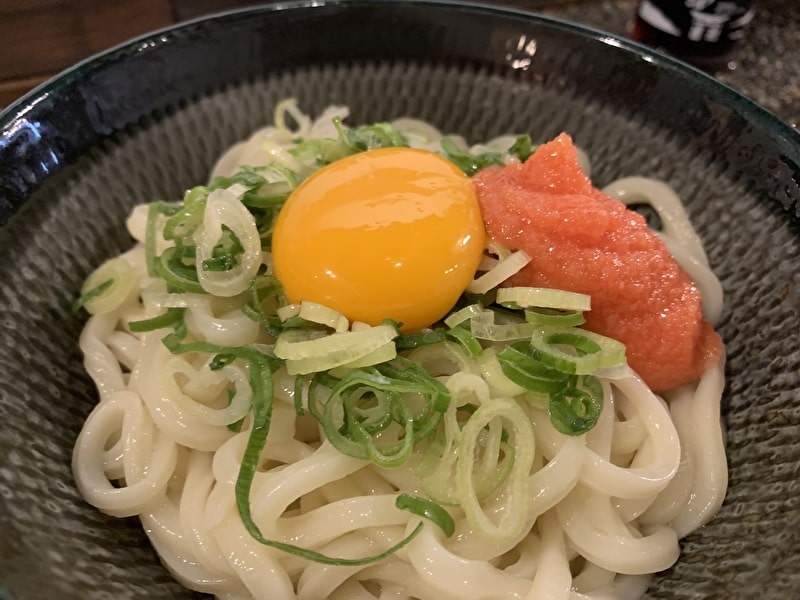 中目黒　うどん　もちこし　明太釜玉うどんアップ