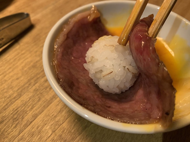 中目黒　BEEFKITCHEN　焼肉　サーロイン　月見