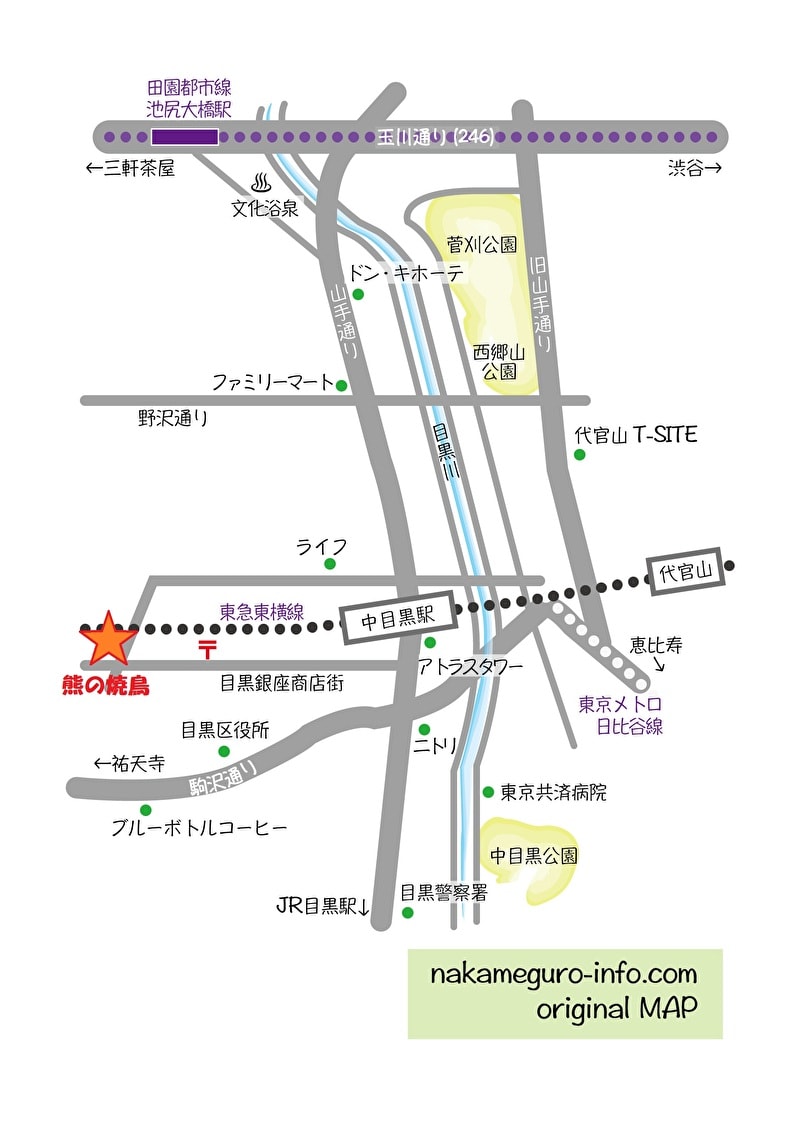 中目黒 熊の焼鳥 行き方 地図