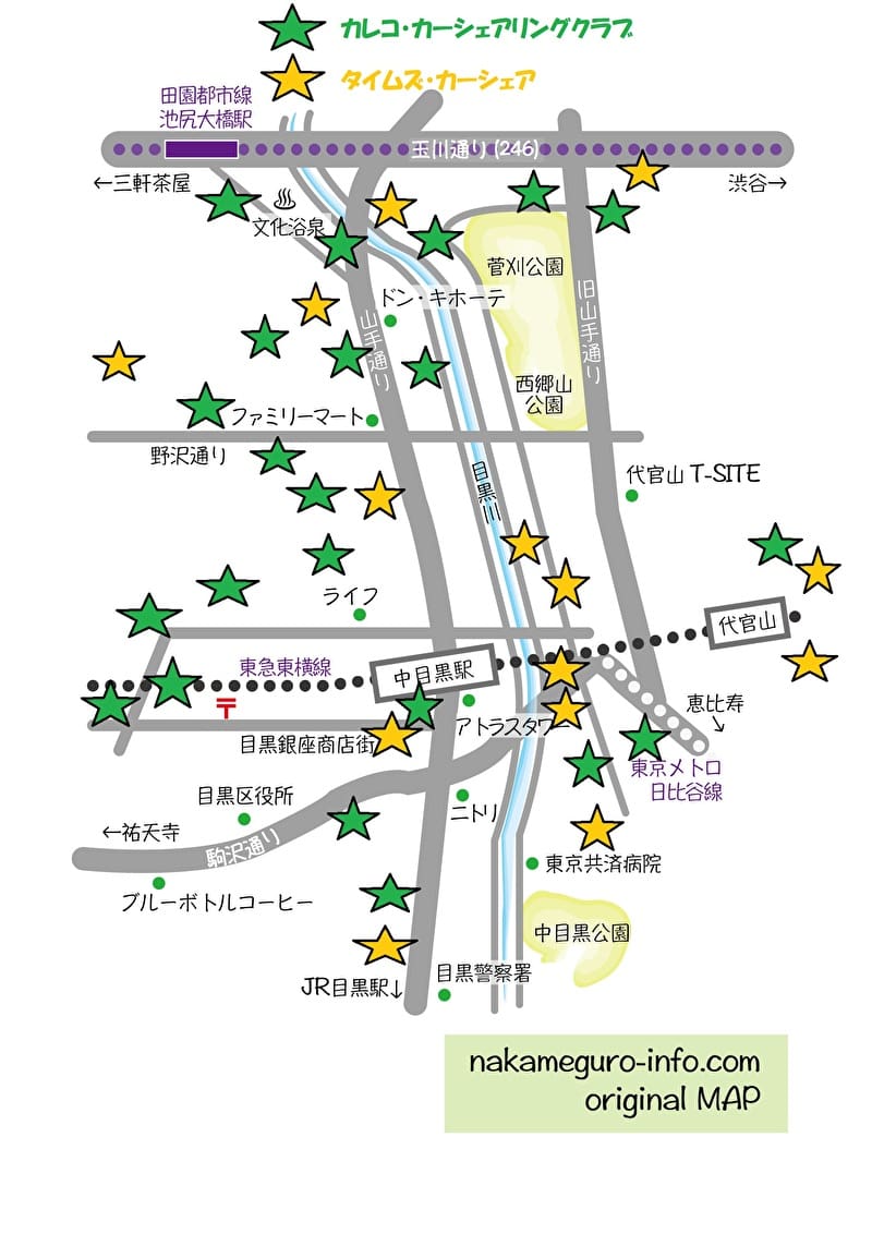 中目黒 カーシェア比較