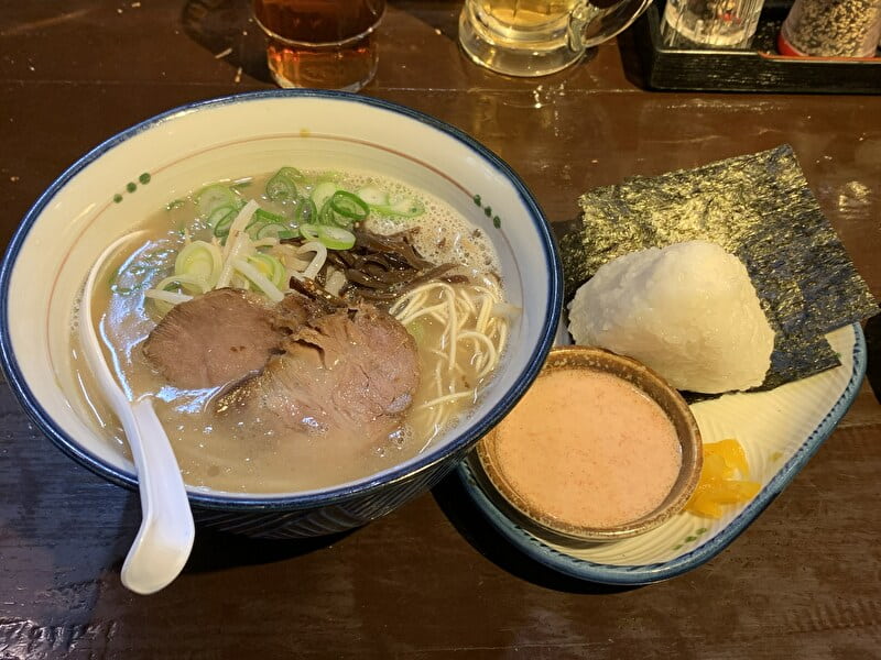 神泉 麺の坊 砦 ラーメンと明太子おむすび